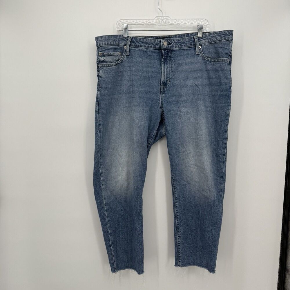 Gap Slim Boyfriend Cropped Ankle Distressed Hem Jeans Size 18/34R